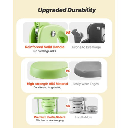 Knappmaskin, 32 mm / 58 mm 2-i-1, Plastnålstillverkare med 200 st knappdelar, Cirkelskärare och Magisk Bok, Förstärkt Ergonomiskt Handtag, För DIY-Brickor, Personliga Nålar, Grön |  EU