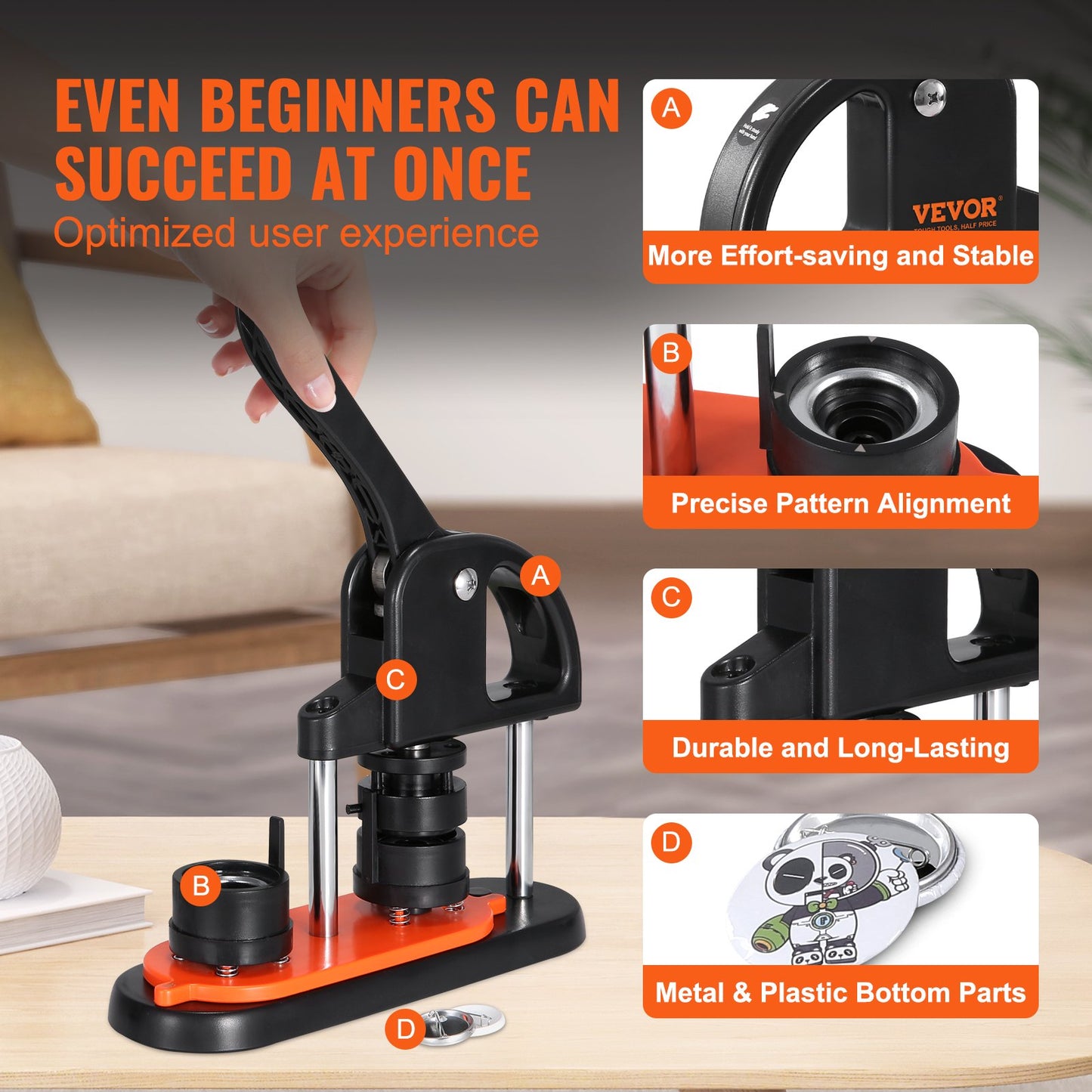 Button Maker Machine, 1.25 inch/32mm Pin Maker, Installation-Free Badge Punch Press Kit, Kids DIY Gifts Button Making Supplies with 500pcs Button Parts, Circle Cutter, Magic Book