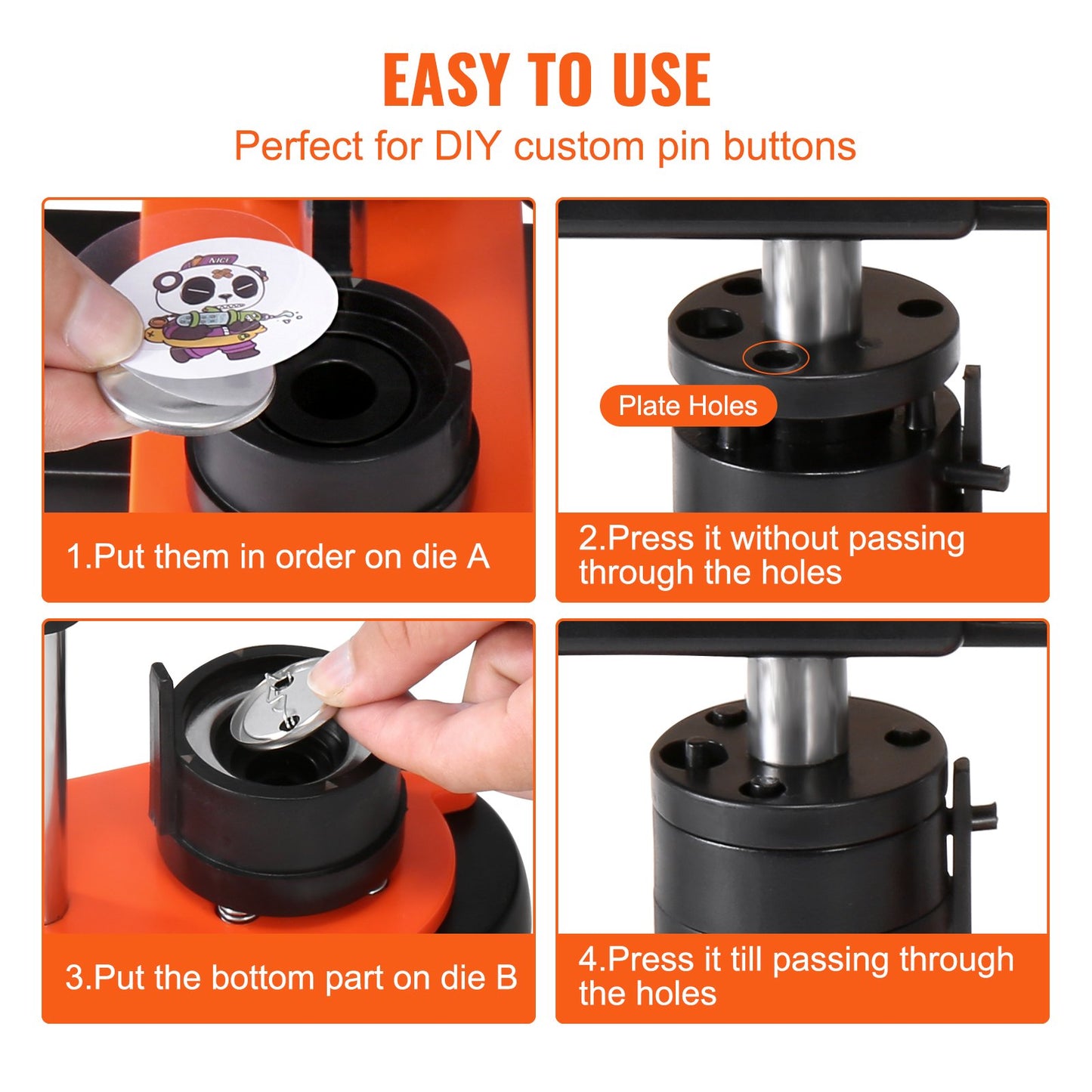 Button Maker, 1.25 inch/32mm Pin Maker with 500pcs Button Parts, Ergonomic Arc Handle Punch Press Kit, Button Maker Machine with Panda Magic Book, For Children DIY Gifts and Christmas