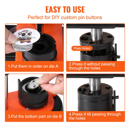 Button Maker, 1.25 inch/32mm Pin Maker with 500pcs Button Parts, Ergonomic Arc Handle Punch Press Kit, Button Maker Machine with Panda Magic Book, For Children DIY Gifts and Christmas