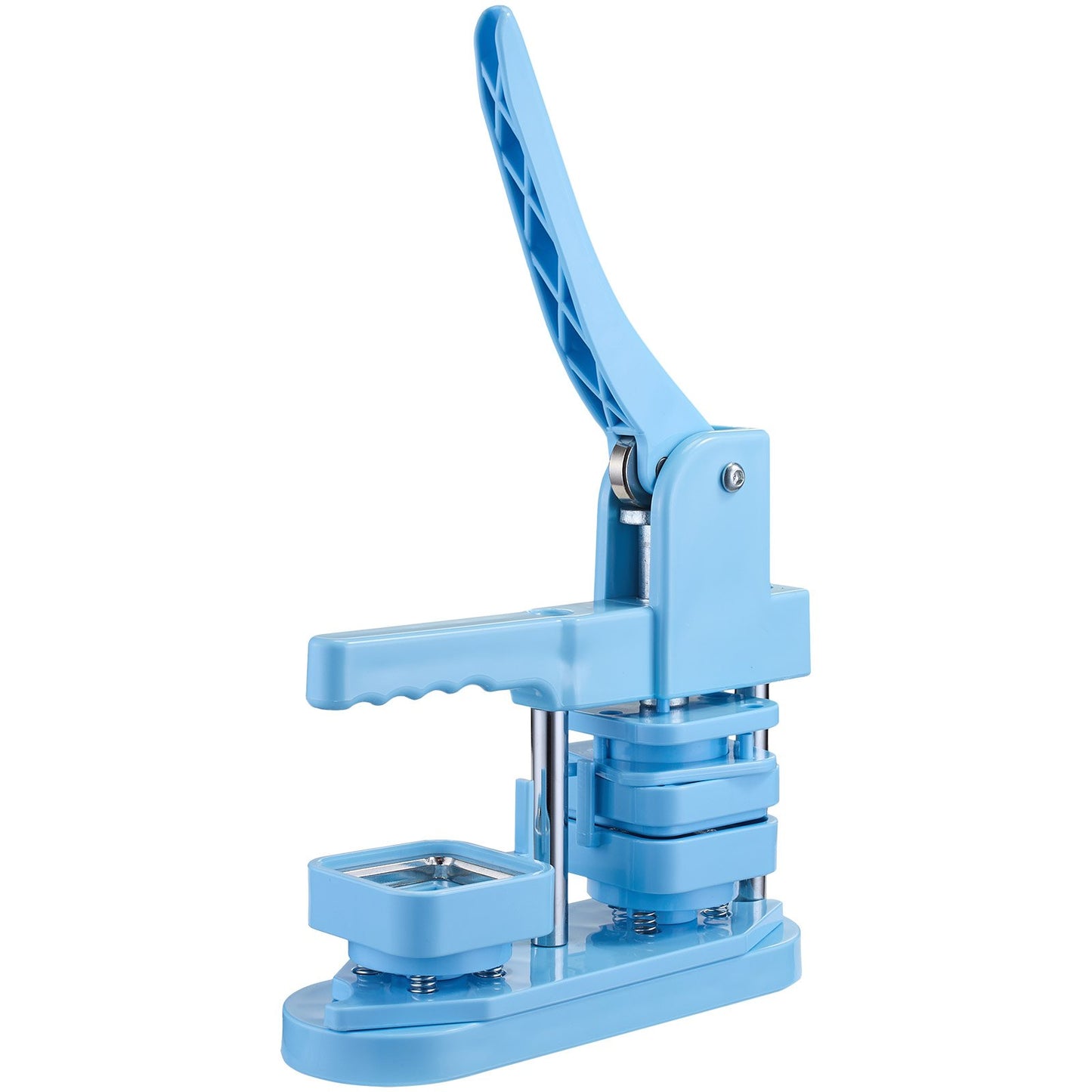 Button Maker Machine, 1.97 x 1.97 in Square, Plastic Pin Maker with Tinplate Front Shells, Plastic Back Covers, Magnetic Backings and Transparent Films, Ergonomic Handle, for DIY Badges, Blue