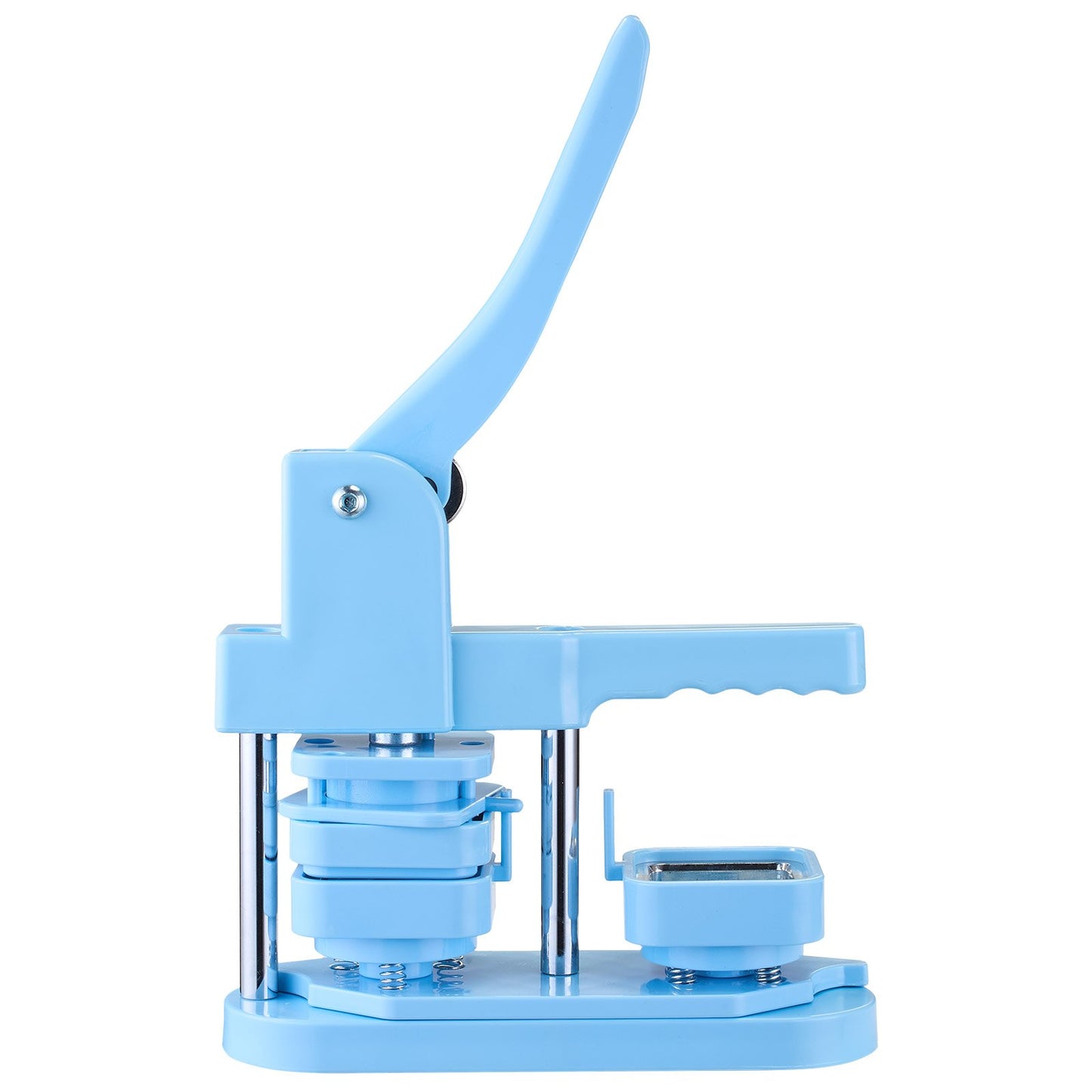 Button Maker Machine, 1.97 x 1.97 in Square, Plastic Pin Maker with Tinplate Front Shells, Plastic Back Covers, Magnetic Backings and Transparent Films, Ergonomic Handle, for DIY Badges, Blue