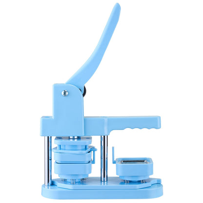 Button Maker Machine, 1.97 x 1.97 in Square, Plastic Pin Maker with Tinplate Front Shells, Plastic Back Covers, Magnetic Backings and Transparent Films, Ergonomic Handle, for DIY Badges, Blue