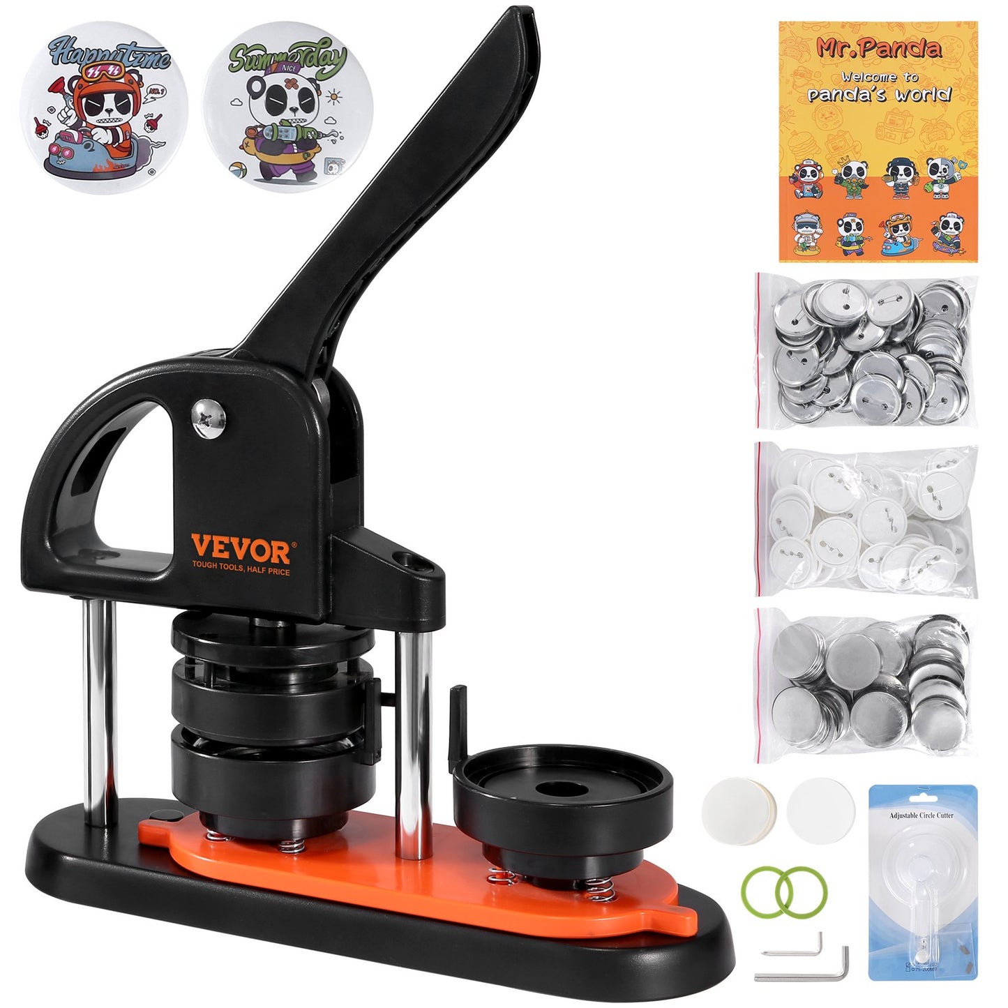 Button Maker Machine, 2.28 Inch/58mm Pin Maker, Installation-Free Badge Punch Press Kit, Kids DIY Gifts Button Making Supplies with 100 Pcs Button Parts, Circle Cutter, Magic Book