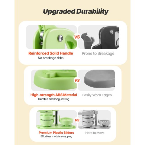 Knappmaskin, 58 mm, Plastnålstillverkare med 100 st knappdelar, Cirkelskärare och Insexnycklar, Förstärkt Ergonomiskt Handtag, För DIY-Brickor, Personliga Nålar och Nyckelringar, Grön |  EU