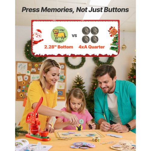 Knappmaskin, 58 mm, Plastnålstillverkare med 100 st knappdelar, Cirkelskärare och Insexnycklar, Förstärkt Ergonomiskt Handtag, För DIY-Brickor, Personliga Nålar och Nyckelringar, Röd |  EU