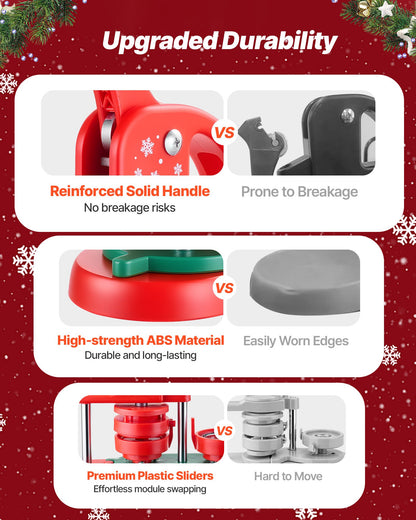 Button Maker Machine, 2.28 in, Plastic Pin Maker with 100pcs Button Parts, Circle Cutter and Hex Wrenches, Reinforced Ergonomic Handle, for DIY Badges, Personalized Pins and Key Chains, Red