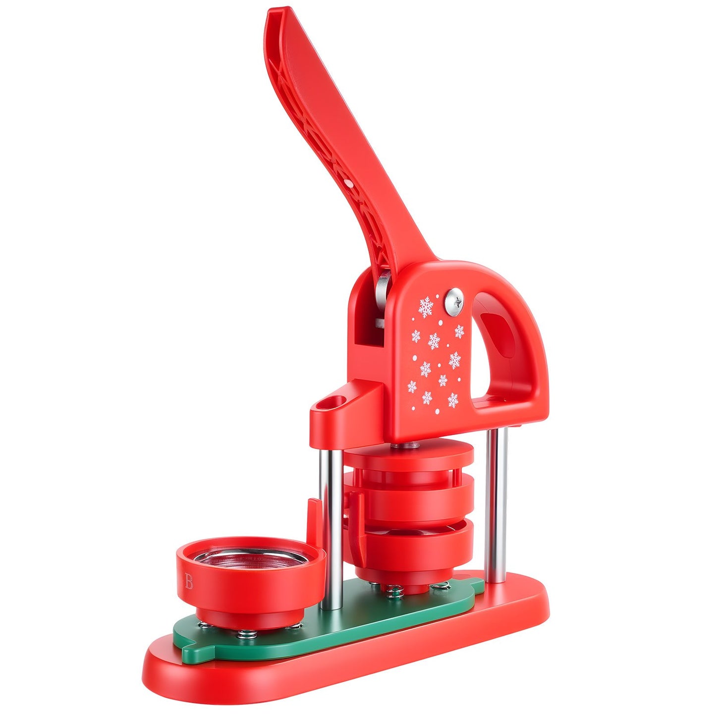 Button Maker Machine, 2.28 in, Plastic Pin Maker with 100pcs Button Parts, Circle Cutter and Hex Wrenches, Reinforced Ergonomic Handle, for DIY Badges, Personalized Pins and Key Chains, Red