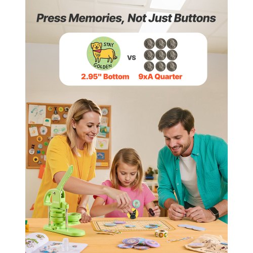 Knappmaskin, 75 mm, Plastnålstillverkare med 100 st knappdelar, Cirkelskärare och Magisk Bok, Förstärkt Ergonomiskt Handtag, För DIY-Brickor, Personliga Nålar och Nyckelringar, Grön |  EU