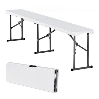 Plastic Folding Bench, 6 ft Portable Bench for Indoor/Outdoor Picnic Party Patio Camping Dining, Foldable Smooth HDPE Seat for Garden Soccer Multipurpose Entertaining Activities, 1 Pack, White