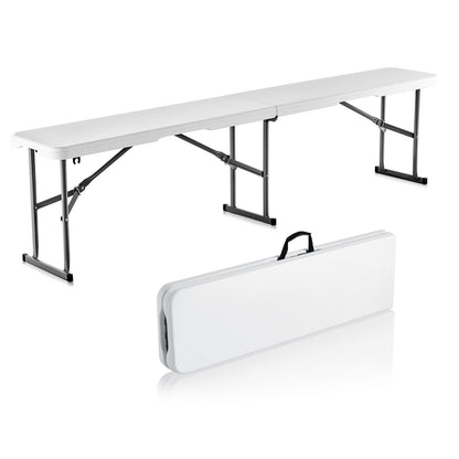 Folding Bench Plastic Portable Outdoor Picnic Garden 183 cm Bench White
