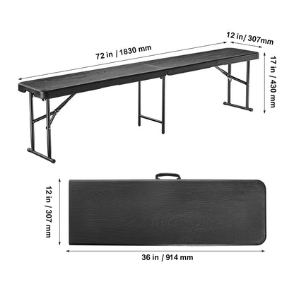 6FT Foldable Plastic Bench Portable Outdoor Bench for Picnic Camping Garden