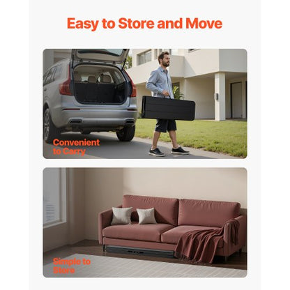 hopfällbar plastbänk, 1,8 meter bärbar bänk för utomhuspicknick, fest, camping, middag, hopfällbar slät HDPE-sits för trädgårdsfotboll, mångsidiga underhållningsaktiviteter, 2-pack, 2 bärväskor, svart |  EU