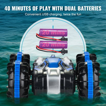 Amfibie Fjärrkontroll Bilbåt 2,4 GHz 4WD RC Båt Barn Vuxna Blå