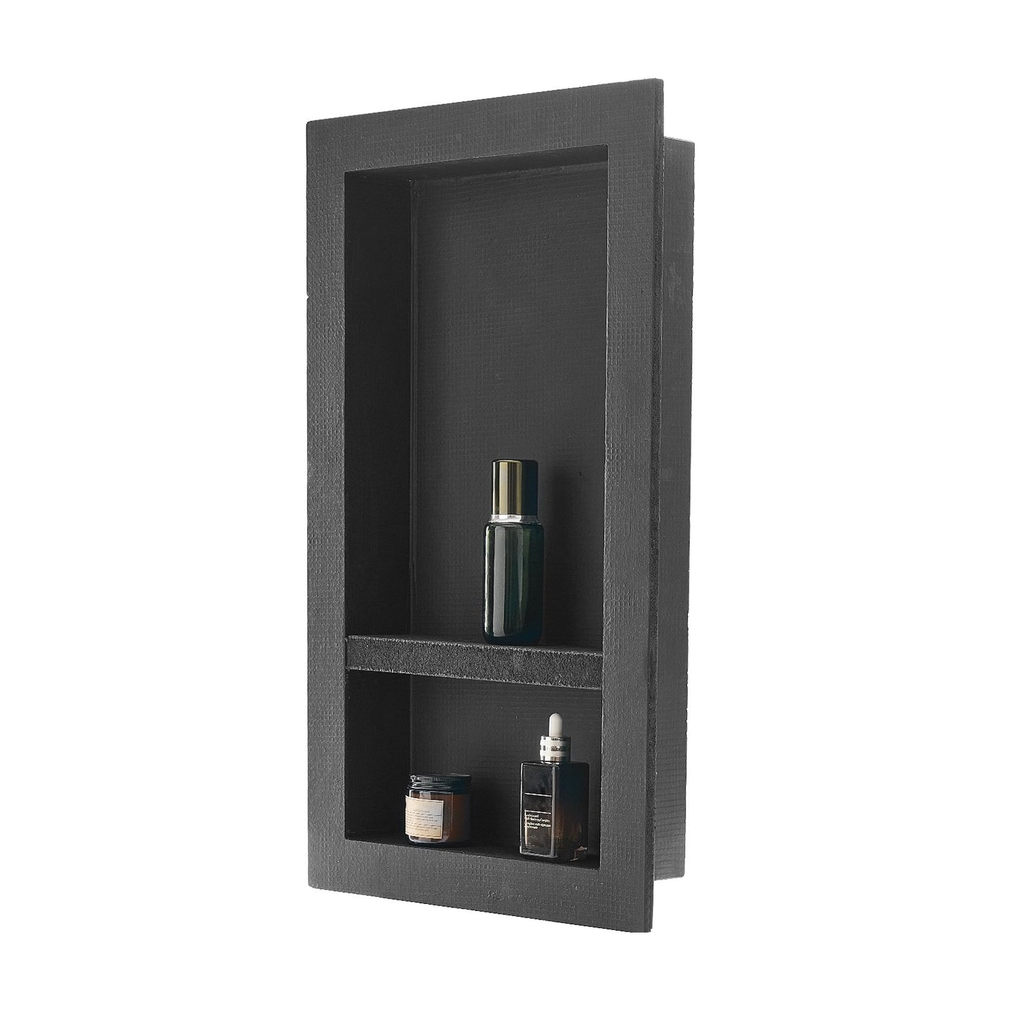 Shower Niche, 16 x 28 x 4 inch Recessed Wall Niche with Movable Divider Shelf, Modern Soap & Shampoo Storage Organizer, Square Corners, Sealed Waterproof Design, Black for Bathroom Shower