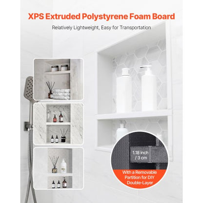 Shower niche 40.6 x 50.8 x 10.2 cm Recessed wall divider Shelf Bathroom | EU