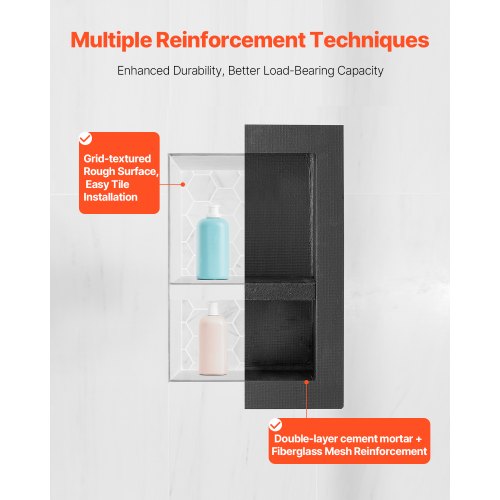 Shower niche 40.6 x 50.8 x 10.2 cm Recessed wall divider Shelf Bathroom | EU