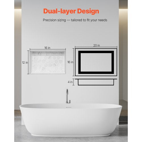 Shower niche 40.6 x 50.8 x 10.2 cm Recessed wall divider Shelf Bathroom | EU