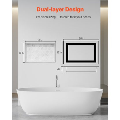 Shower niche 40.6 x 50.8 x 10.2 cm Recessed wall divider Shelf Bathroom | EU