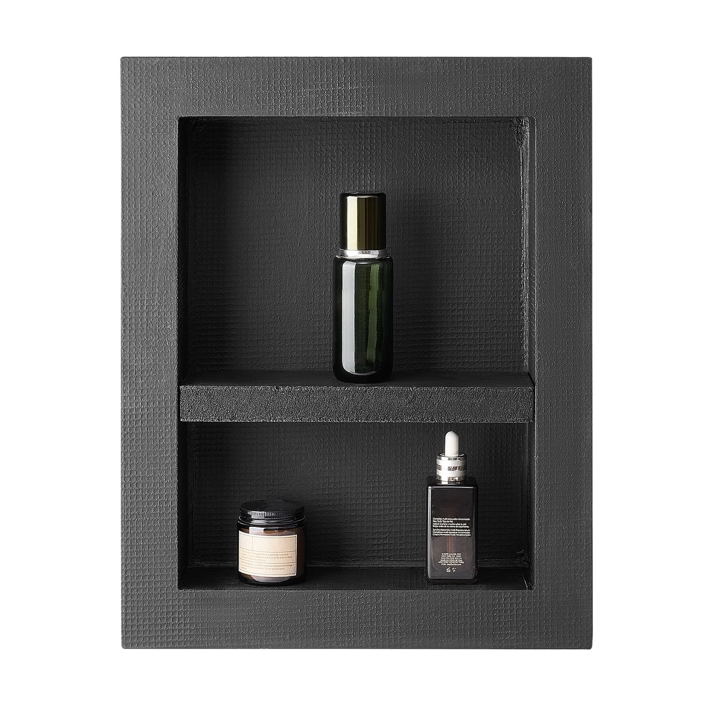 Shower Niche, 16 x 20 x 4 inch Recessed Wall Niche with Movable Divider Shelf, Modern Soap & Shampoo Storage Organizer, Square Corners, Sealed Waterproof Design, Black for Bathroom Shower