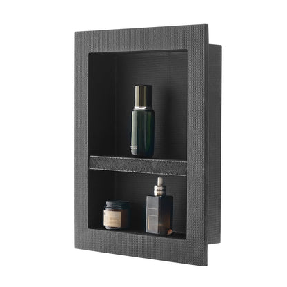 Shower Niche, 16 x 20 x 4 inch Recessed Wall Niche with Movable Divider Shelf, Modern Soap & Shampoo Storage Organizer, Square Corners, Sealed Waterproof Design, Black for Bathroom Shower