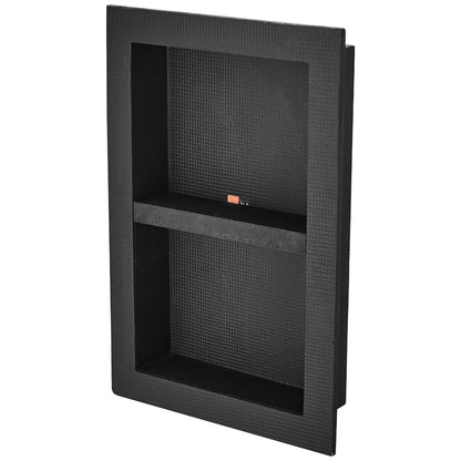 Shower Niche Ready for Tile 16" x 24", Double Shelf Organizer, Square Corners Wall-inserted Niche Recessed, Sealed Protection Modern Soap Storage Niche for Shower Bathroom, Black