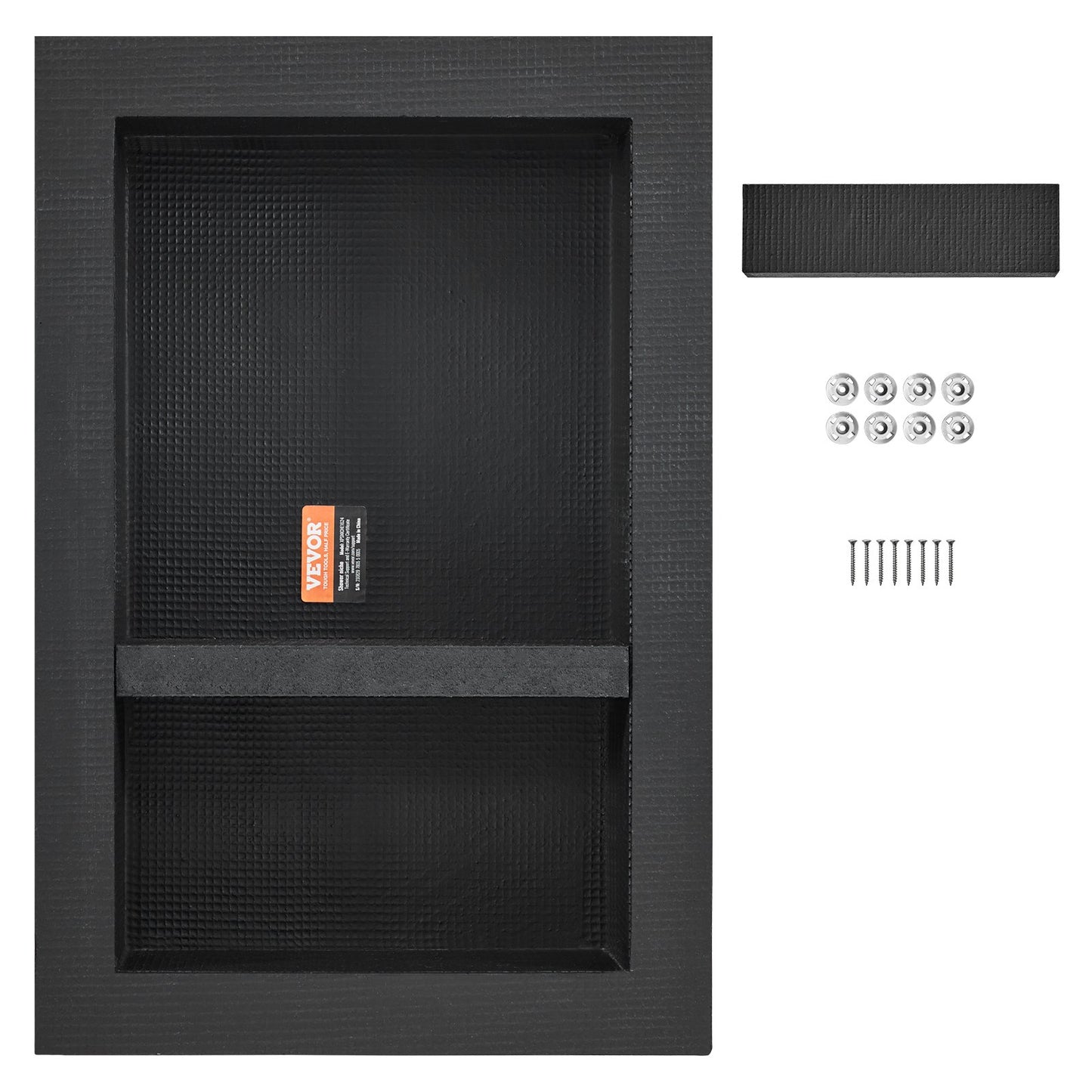 Shower Niche Ready for Tile 16" x 24", Double Shelf Organizer, Square Corners Wall-inserted Niche Recessed, Sealed Protection Modern Soap Storage Niche for Shower Bathroom, Black