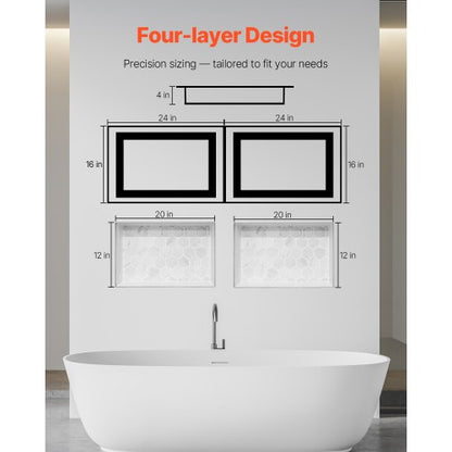 Shower niche 40.6 x 61+40.6 x 61 cm Recessed wall organizer Bathroom | EU