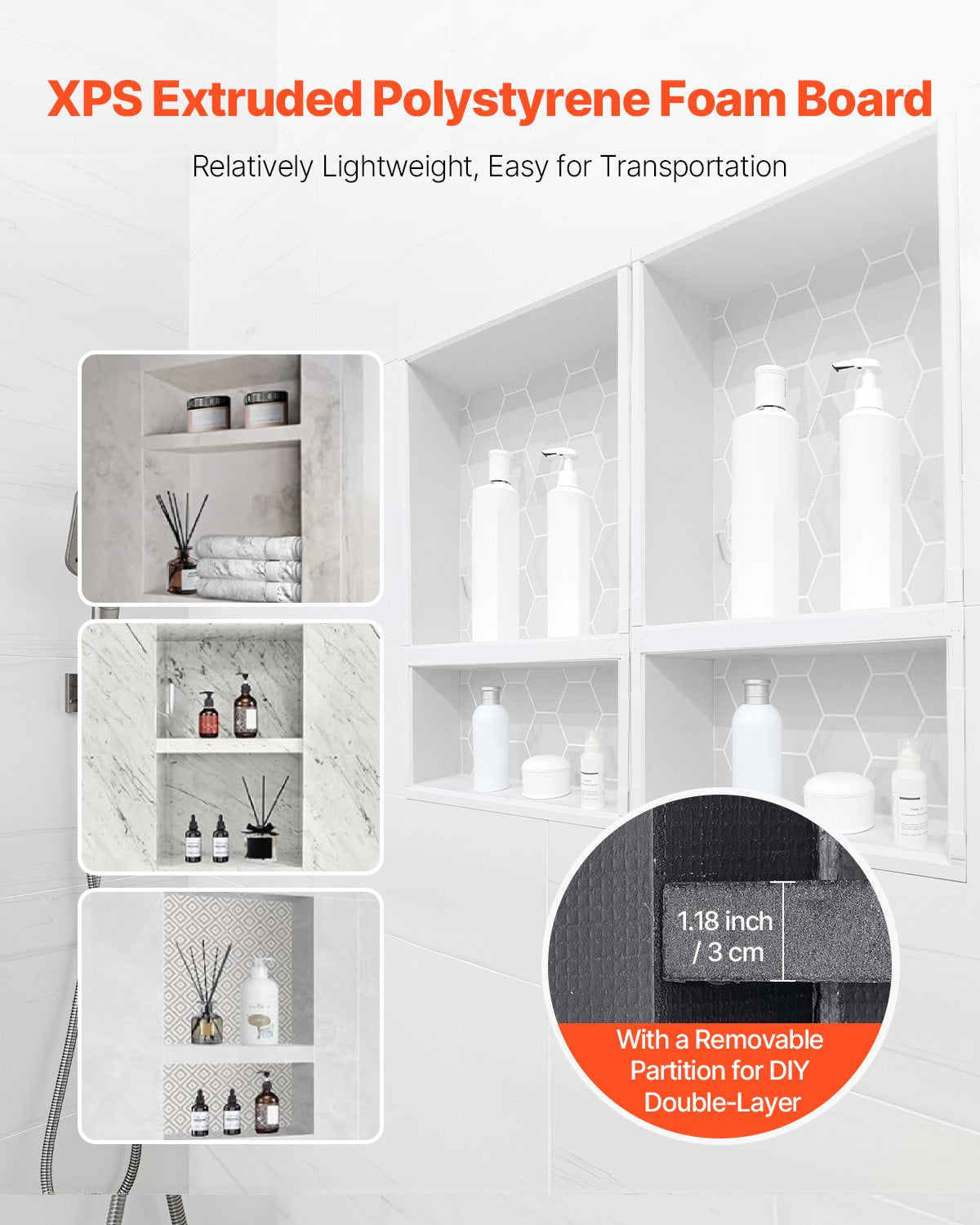 Shower Niche, 16 x 24 inch + 16 x 24 inch Recessed Wall Niche with Movable Shelf, 4 inch Thick Modern Soap&Shampoo Storage Organizer,Square Corners,Sealed Waterproof,Black for Bathroom Shower