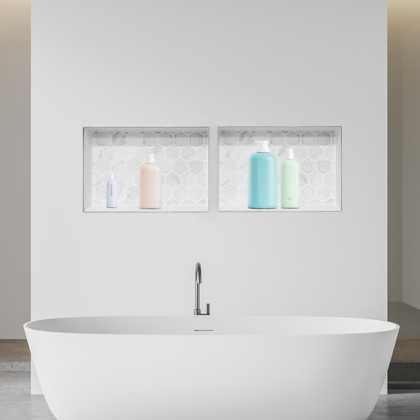 Shower Niche, 16 x 24 inch + 16 x 24 inch Recessed Wall Niche with Movable Shelf, 4 inch Thick Modern Soap&Shampoo Storage Organizer,Square Corners,Sealed Waterproof,Black for Bathroom Shower