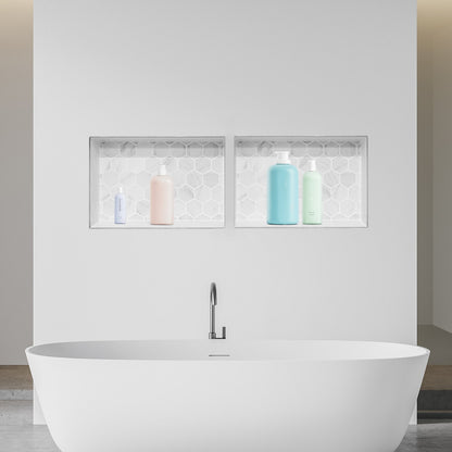 Shower Niche, 16 x 24 inch + 16 x 24 inch Recessed Wall Niche with Movable Shelf, 4 inch Thick Modern Soap&Shampoo Storage Organizer,Square Corners,Sealed Waterproof,Black for Bathroom Shower