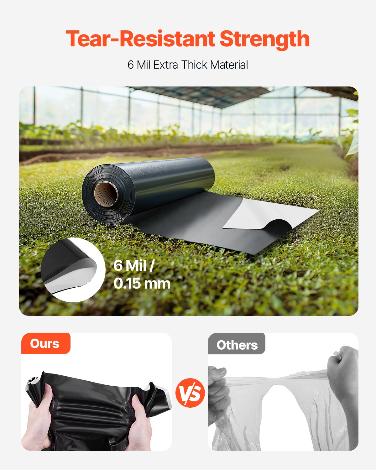 6Mil plastfolierulle 10 x 100 FT Heavy Duty Film Svart & Vit