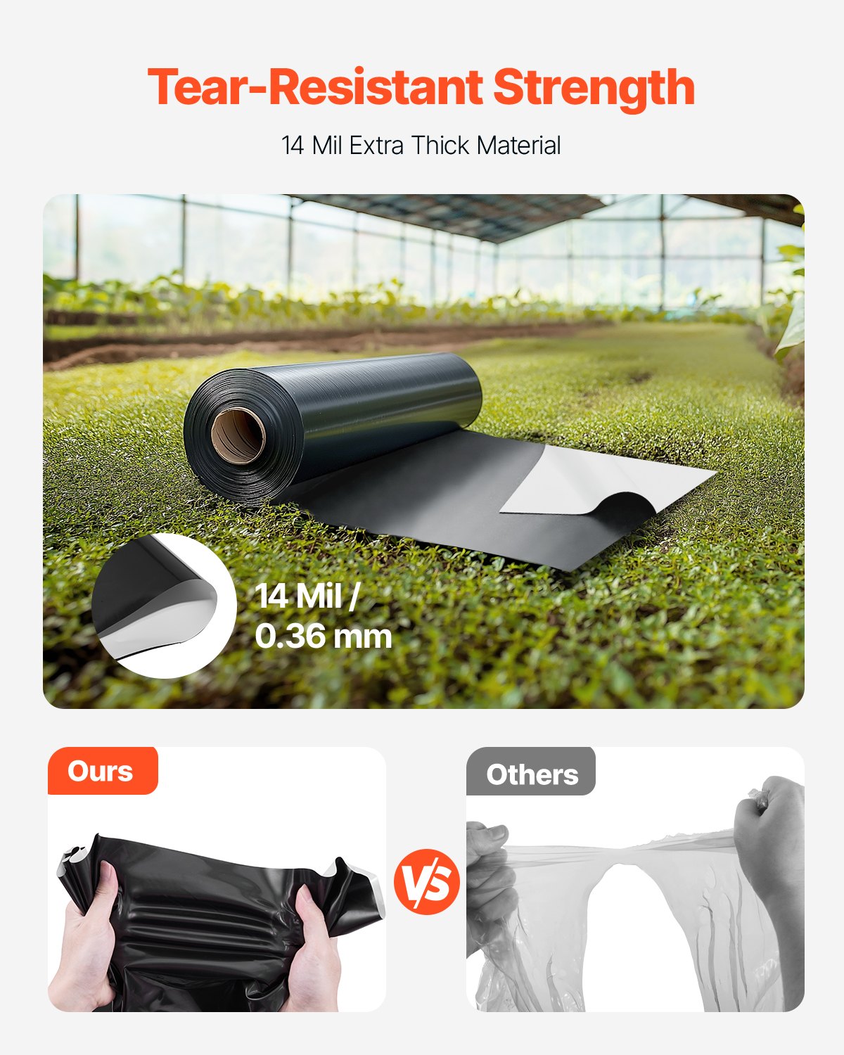 14Mil plastfolierulle 10 x 100 FT Heavy Duty Film Svart & Vit