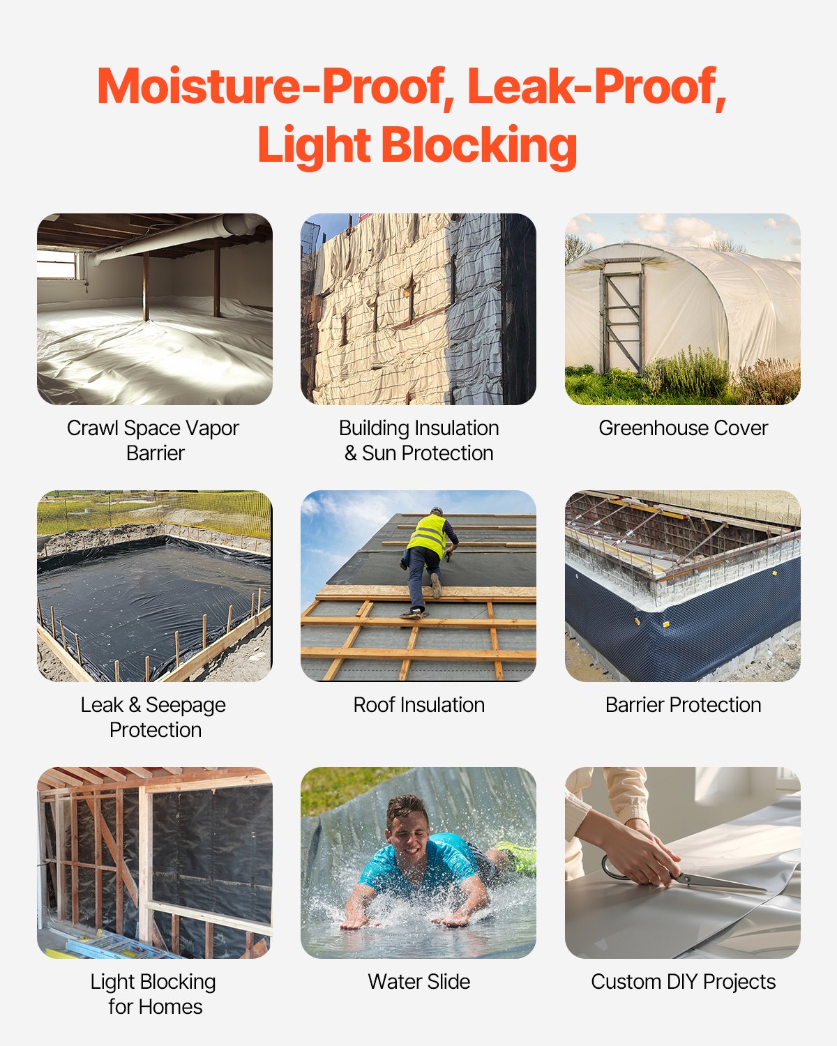 8Mil plastfolierulle 6,5 x 164 FT Heavy Duty polyetengrå