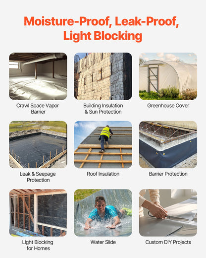 8Mil plastfolierulle 6,5 x 164 FT Heavy Duty polyetengrå