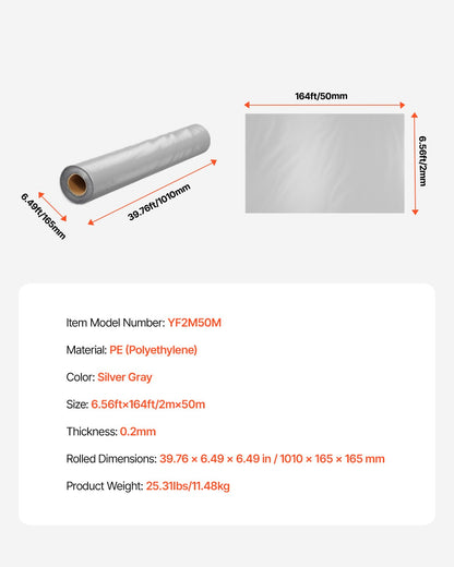 8Mil plastfolierulle 6,5 x 164 FT Heavy Duty polyetengrå