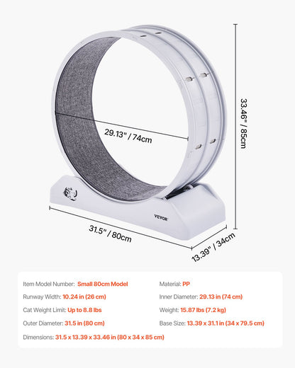 Cat Träningshjul 31.5 i Large Indoor Cat Running Wheel Löpband Vit