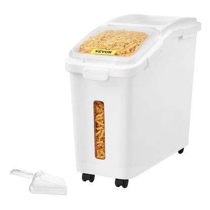Rice Storage Container, 11.4Gallon/50L Capacity Large Dog Food Dispenser Bin, Kitchen Ingredient Grain Cereal Flour Bin, Pet food Containers with Wheels, Scoop, Scale Line, Airtight Lid, 1 Pack