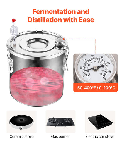 Moonshine Stillwasser-Alkohol-Destilliergerät, 13,2 Gallonen, mit Thumper-Fass und Wasserpumpe