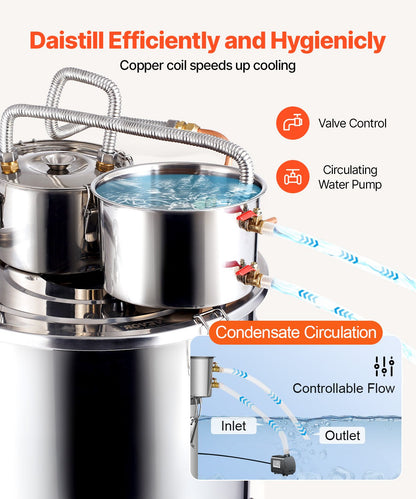 Moonshine Stillwasser-Alkohol-Destilliergerät, 13,2 Gallonen, mit Thumper-Fass und Wasserpumpe