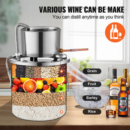 Moonshine Stillwasser-Alkohol-Destilliergerät, 3 Gallonen, mit Wasserpumpe, Edelstahl