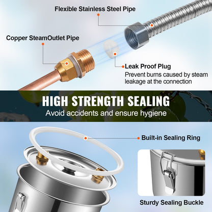 Moonshine Stillwasser-Alkohol-Destilliergerät, 3 Gallonen, mit Thumper-Fass und 8-W-Wasserpumpe