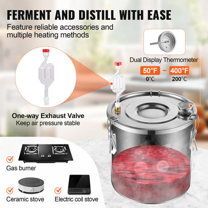 Moonshine Still Water Alcohol Distiller 8Gal m/Thumper Keg & 8W vattenpump