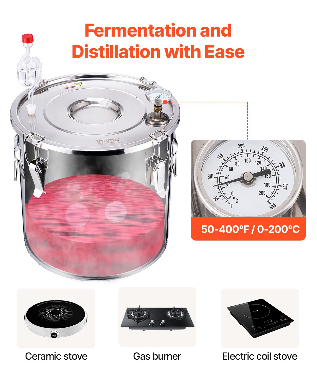 Moonshine Stillwasser-Alkohol-Destilliergerät, 8 Gallonen, mit Thumper-Fass und 8-W-Wasserpumpe