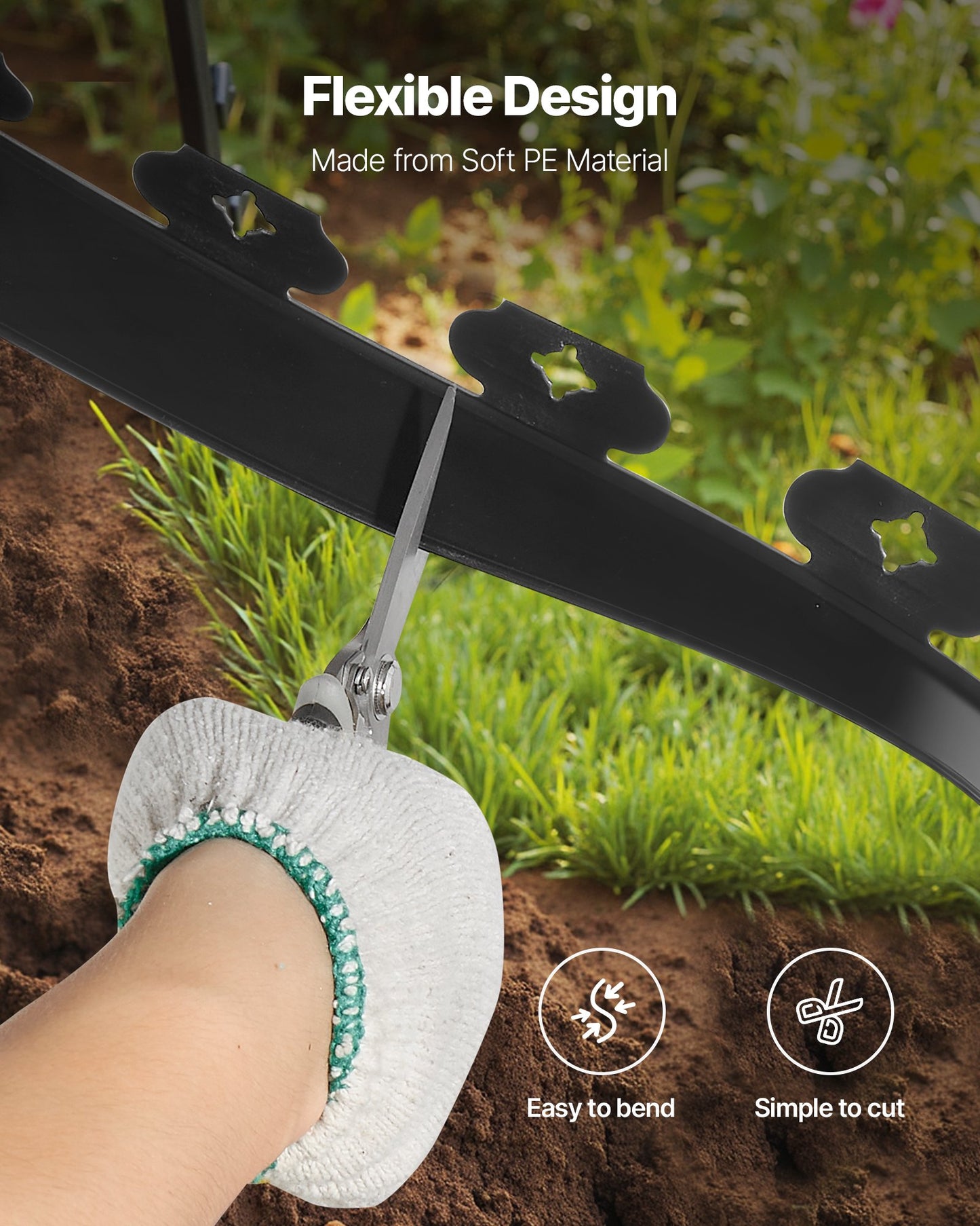 Landscape Edging, 100 ft x 1.5 in Plastic Garden Border Edging with 120 Spikes, No Dig, Flexible Lawn Edgings Roll, UV-Resistant Mini Fence Borders Pathway Edgings for Flower Beds Yard Paver