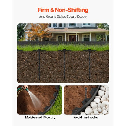 Landskapskant, 600 x 5 cm plastträdgårdskant med 120 spikar, grävfri, flexibel gräskant i rulle, UV-resistent mini-staketkanter gångkanter för blomsterrabatter marksten |  EU