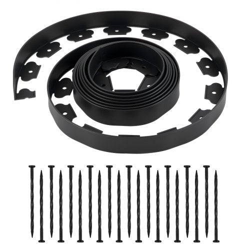 Landskapskant, 600 x 5 cm plastträdgårdskant med 120 spikar, grävfri, flexibel gräskant i rulle, UV-resistent mini-staketkanter gångkanter för blomsterrabatter marksten |  EU