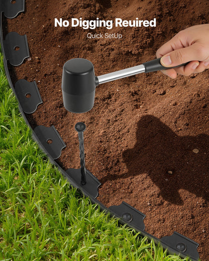 Landscape Edging, 20 ft x 2 in Plastic Garden Border Edging with 120 Spikes, No Dig, Flexible Lawn Edgings Roll, UV-Resistant Mini Fence Borders Pathway Edgings for Flower Beds Yard Paver