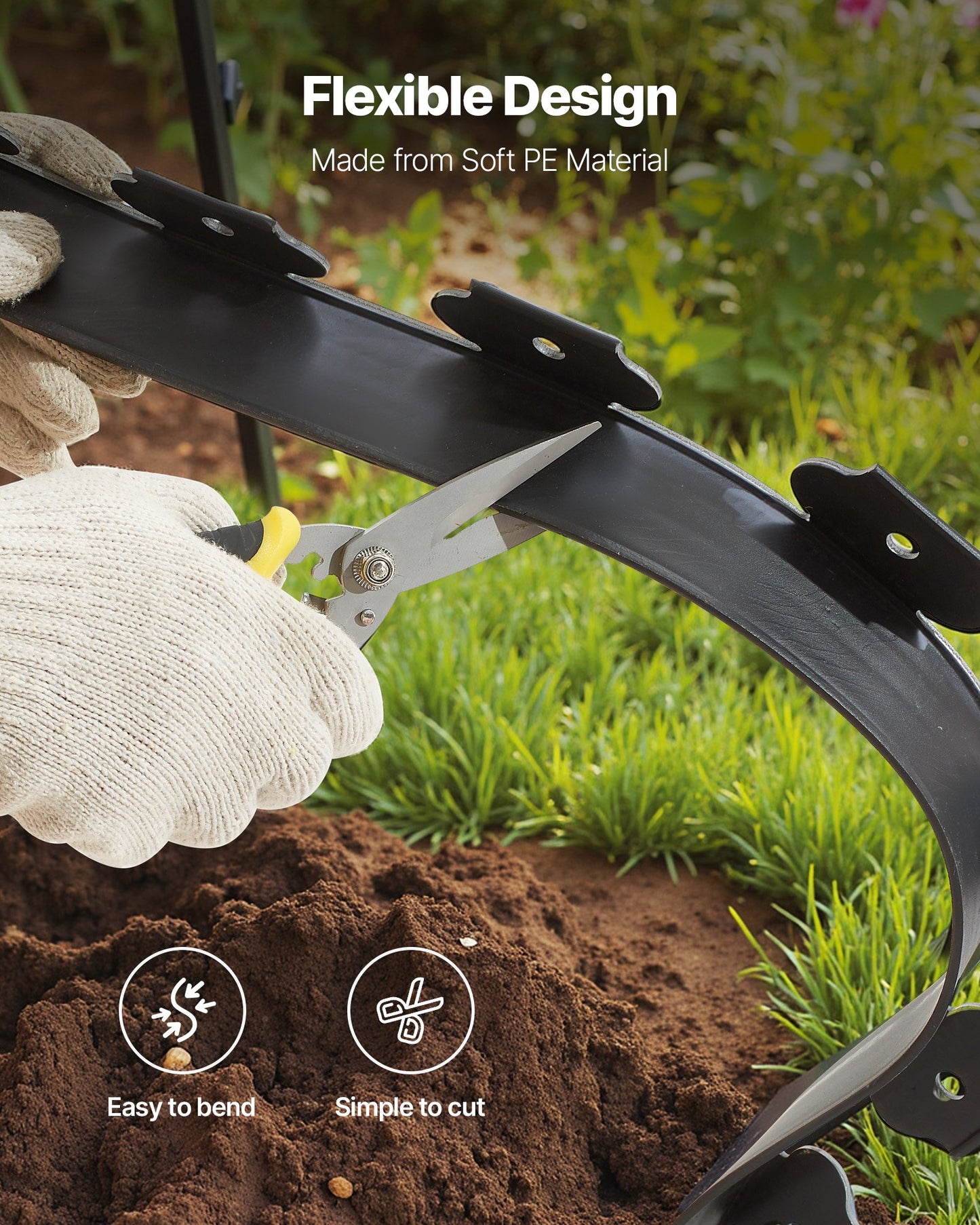 Landscape Edging, 20 ft x 2 in Plastic Garden Border Edging with 120 Spikes, No Dig, Flexible Lawn Edgings Roll, UV-Resistant Mini Fence Borders Pathway Edgings for Flower Beds Yard Paver