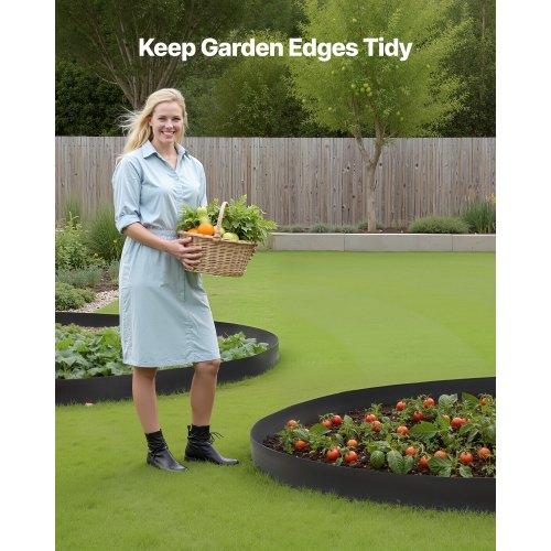Landskapskant, 1000 x 10 cm plastträdgårdskant med 30 spikar och 2 markpinnar, grävfri, flexibel gräskantrulle, UV-resistent mini-staketkant för rabatter, marksten |  EU